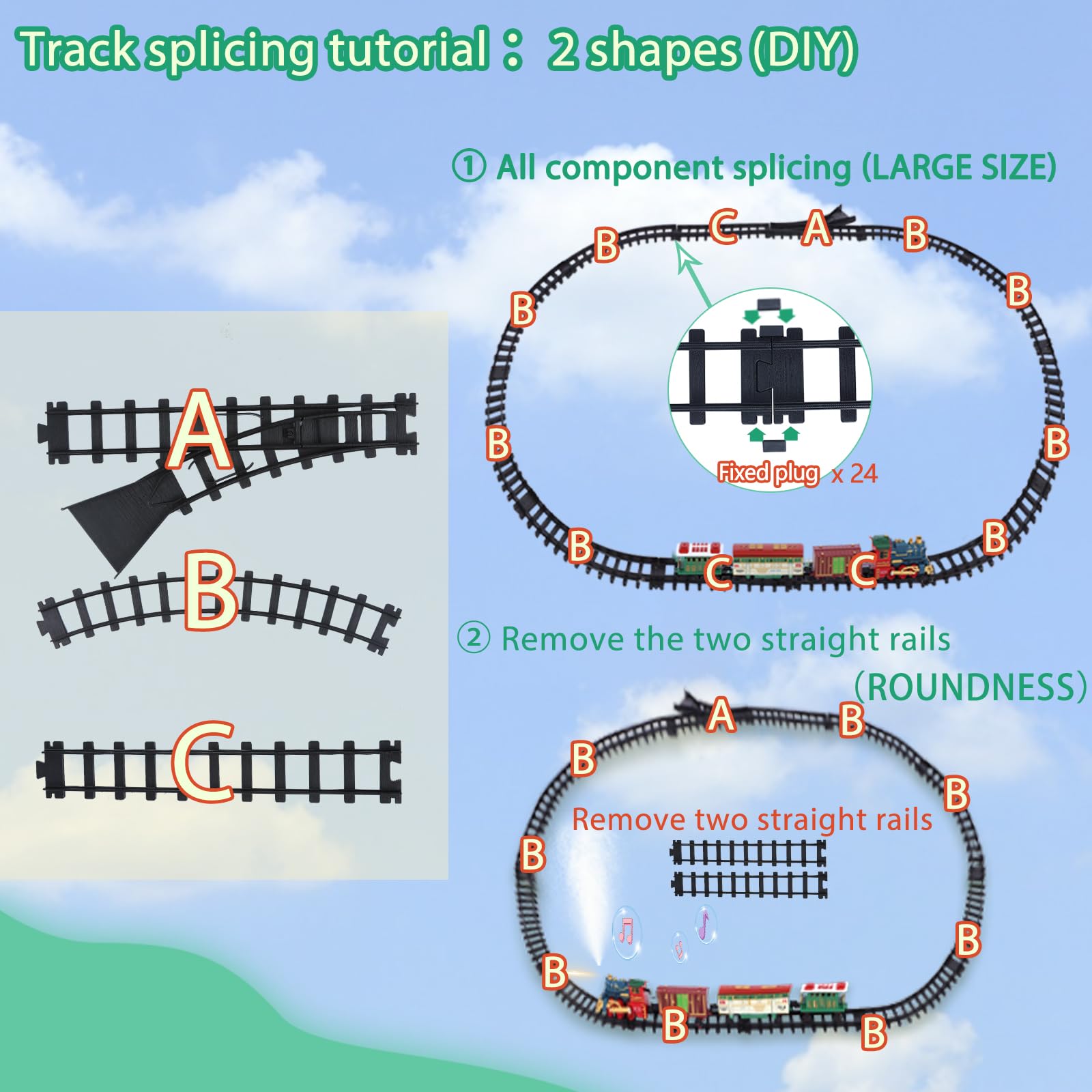 Electric Train Set Toys - Rechargeable Toy Train for Kids with Sprays, Sounds, Lights, Tracks, Train Cars, and Silent Mode - Toddlers Model Birthday Gifts and Train Set for 3 4 5 6 7 8+ Year Old Kids