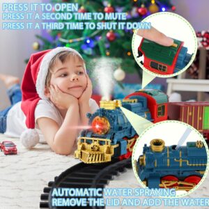 Electric Train Set Toys - Rechargeable Toy Train for Kids with Sprays, Sounds, Lights, Tracks, Train Cars, and Silent Mode - Toddlers Model Birthday Gifts and Train Set for 3 4 5 6 7 8+ Year Old Kids