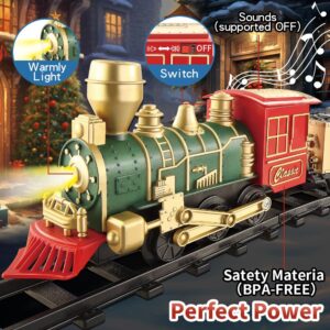 XINGYING Train Set - Electric Train Toys, Toddler Train w/Light and Sounds (ON/Off), Classical Train Sets for boys w/Locomotive,Carriages and Tracks,Christmas Toy Train Gifts for 3 4 5 6 Year Old Kids