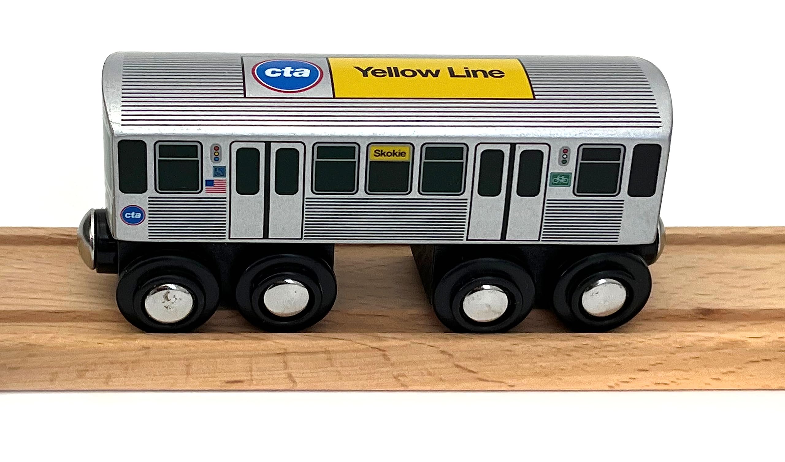 Munipals MP03-11YW Wooden Subway L Train Car CTA Yellow Line 5000 Series