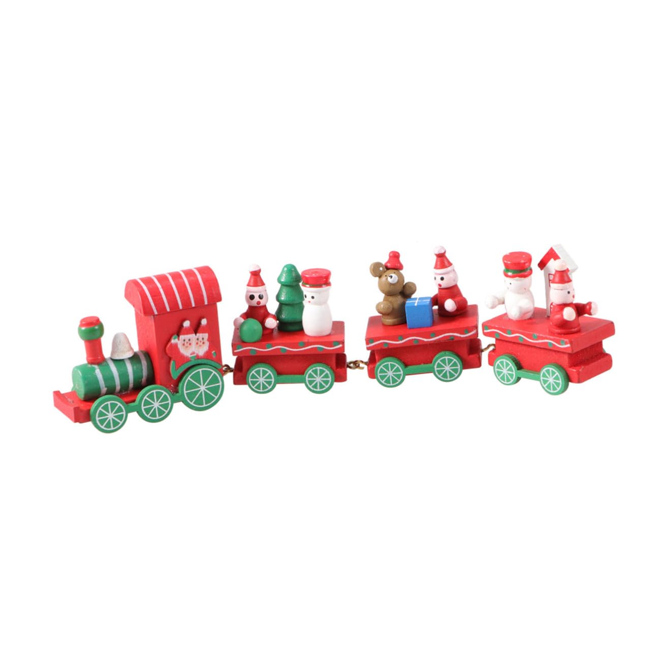 Alasum 2pcs Xmas Train Toy Christmas Tabletop Decor Kids Table Window Decoration Supplies Wooden Train Decor Tray Decor Four-Section Wooden Train Children's Table Bamboo Small Train