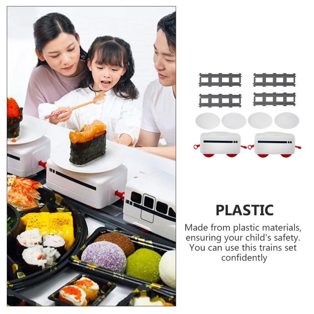 SAFIGLE Sushi Train Set Rotating Table Food Train Battery Powered Electric Train Toys Under Christmas Tree Train Track Rotating Sushi Bar at Home for Kids Boys Girls White