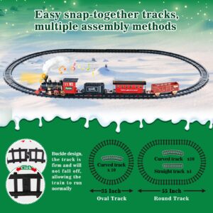 OleFun Train Set, Electric Train with Water Steam, Sounds & Lights, Model Christmas Train Set for Under The Tree, Railway Kit Gifts for 3, 4, 5, 6, 7, 8+ Year Old Boys & Girls