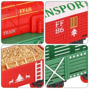 Electric Train Set for Boys Girls, Christmas Train Set with Real Smoke, Sounds & Lights, Classic Toy Train with Steam Locomotive Engine, 3 Train Cars and 10 Tracks