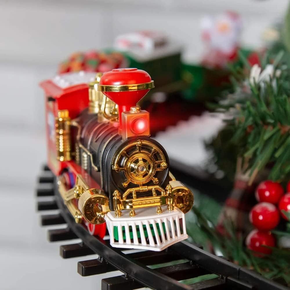 WESTN Rail Toys Electric Train, Xmas Tree Decoration, Holiday Train Electric Toy, 35.64 Inch Diameter, Electric Train Set with Sound and Light, Hanging Tree, Xmas Decoration Gift