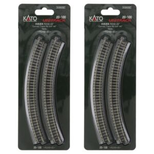 Kato USA Model Train Products Unitrack, 249mm (9 3/4") Radius 45-Degree Curve Track 4-Piece× 2pack (8piece)