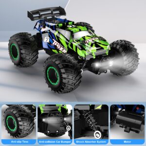 PHYWESS Remote Control Car, RC Cars Kids Toys for Boys 5-7, 2.4Ghz RC Truck Toys for Girls, Off Road Monster Truck Toys with Headlights & Car Body Lights, 20 KM/H RC Crawler Toy Cars for Kids