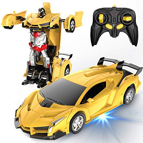 Desuccus Remote Control Car, Transform Robot RC Car for Kids, 2.4Ghz 1:18 Scale Model Racing Car with One-Button Deformation, 360°Drifting, Transforming Robot Car Toy Gift for Boys and Girls