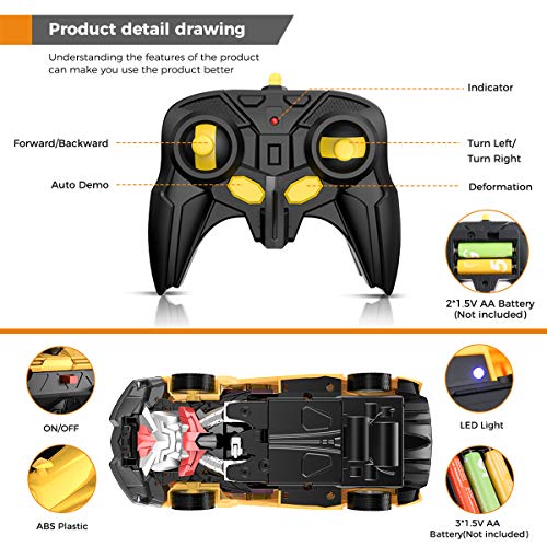 Desuccus Remote Control Car, Transform Robot RC Car for Kids, 2.4Ghz 1:18 Scale Model Racing Car with One-Button Deformation, 360°Drifting, Transforming Robot Car Toy Gift for Boys and Girls