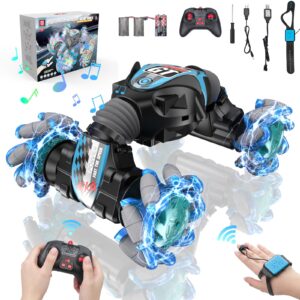 360° Rotating Gesture Sensing 4WD Stunt Car with Lights Music, Hand Controlled RC Car for 6-12 Year Olds