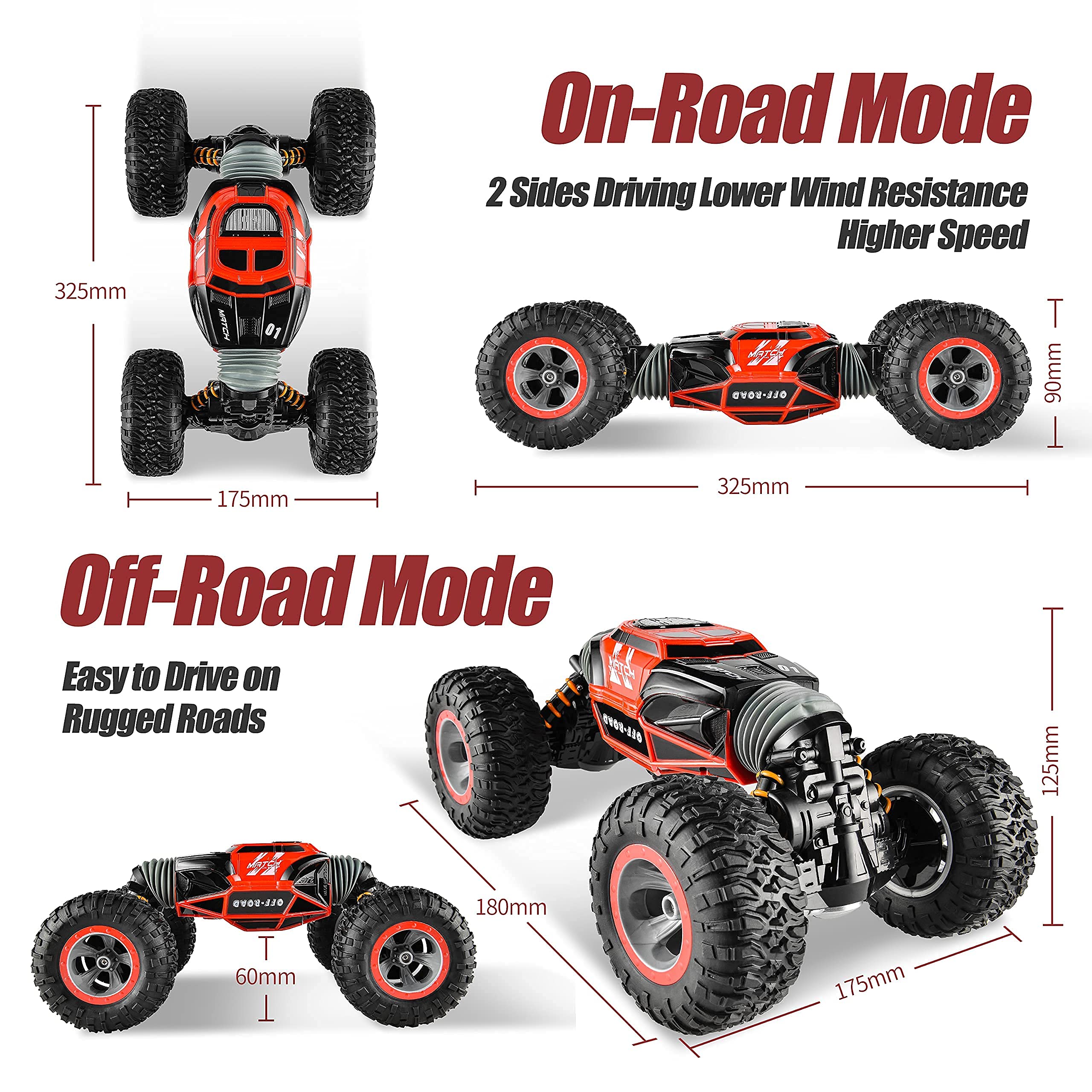 BEZGAR 1:14 Scale 4WD RC Crawler Truck - 15 Km/h All Terrain Electric Toy Car with Rechargeable Battery for Kids, Teens and Adults