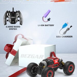 BEZGAR 1:14 Scale 4WD RC Crawler Truck - 15 Km/h All Terrain Electric Toy Car with Rechargeable Battery for Kids, Teens and Adults