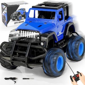 fuuy blue rc cars 1:32 remote control car for toddlers kid car play road monster truck, off road rc trucks with storage case cool cars for boys 2-6 birthdays gifts