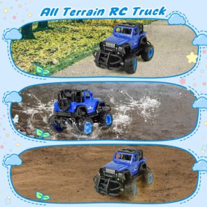 FUUY Blue RC Cars 1:32 Remote Control Car for Toddlers Kid Car Play Road Monster Truck, Off Road RC Trucks with Storage Case Cool Cars for Boys 2-6 Birthdays Gifts