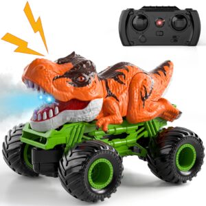 Bennol Remote Control Dinosaur Car for Boys Kids, 2.4Ghz RC Dinosaur Truck Toys for Toddlers, Electric Hobby RC Car Toys with Light & Sound Spray Birthday Gift for 3 4 5 6 7 8 Year olds Kids Boys