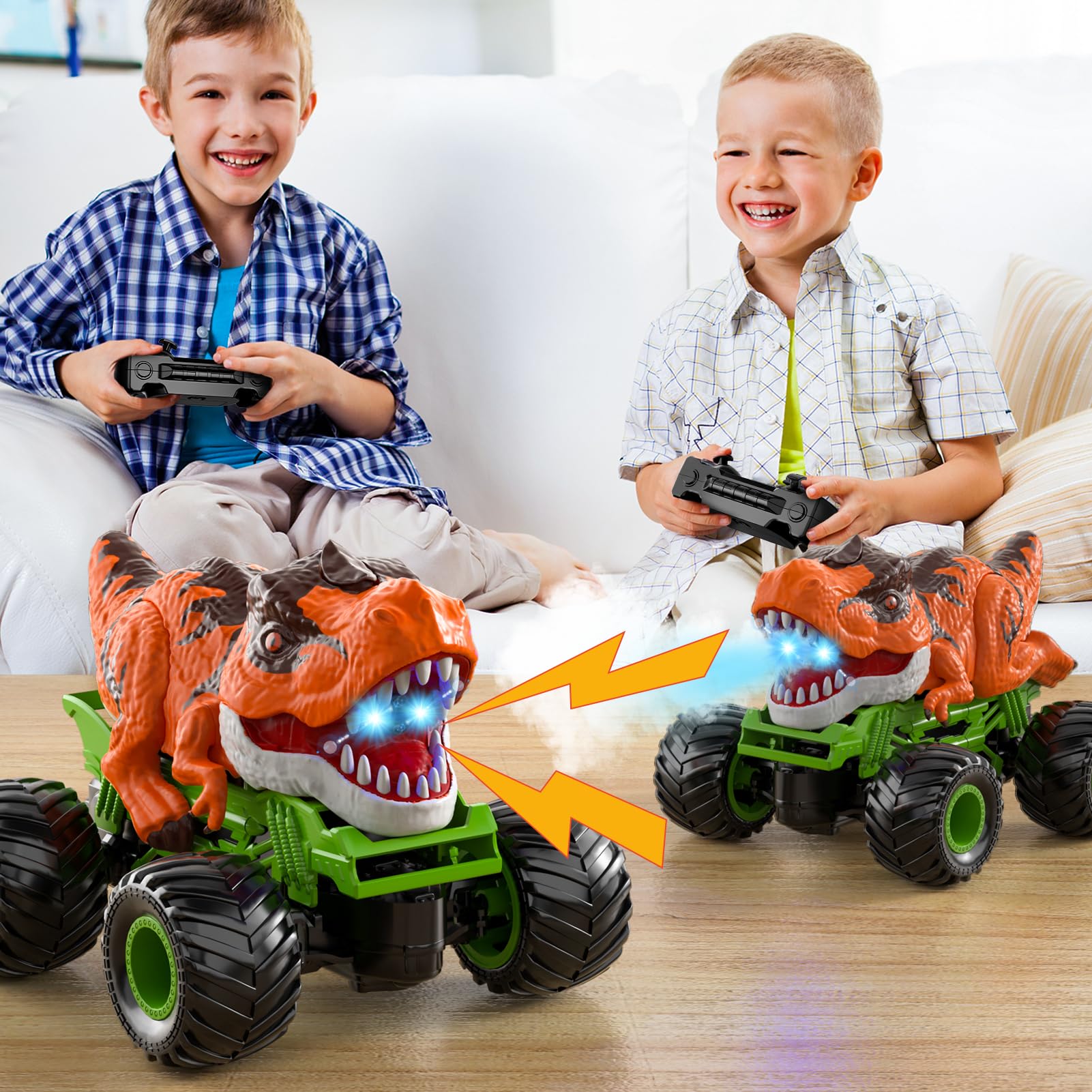 Bennol Remote Control Dinosaur Car for Boys Kids, 2.4Ghz RC Dinosaur Truck Toys for Toddlers, Electric Hobby RC Car Toys with Light & Sound Spray Birthday Gift for 3 4 5 6 7 8 Year olds Kids Boys