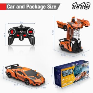 BLUEJAY Transform Rc Cars for Boys 4-7 8-12, 2.4Ghz 1:18 Scale Remote Control Car Transforming Robot, One-Button Deformation 360° Rotation and Drift Car Toy Gifts for Boys 3-5