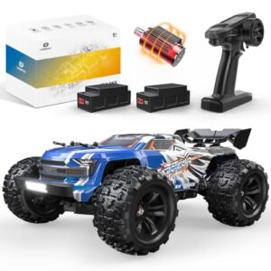 DEERC Fast Brushless RC Car for Adults, Max 42mph with 3S(not included), 1:16 4x4 High Speed RC Truck with 2 Lipo Batteries,All Terrains RC Monster Truck, Off Road Electric Vehicle Gift