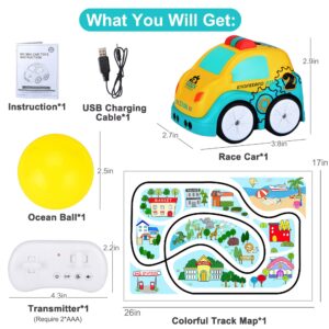 ZornRC Remote Control Car for Toddlers, Inductive Hand Controlled RC Car DIY Track Mini RC Car with Activity Play Map 360°Rotating Rechargeable Remote Control Cars for Boys 3-5