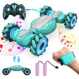 acammzar gesture sensing rc stunt car, 2.4g 4wd remote control gesture rc cars for kids, hand control double sided 360° rotating off road, twist car for boys & girls birthday gifts