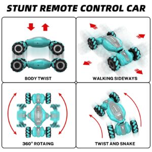 ACAMMZAR Gesture Sensing RC Stunt Car, 2.4G 4WD Remote Control Gesture RC Cars for Kids, Hand Control Double Sided 360° Rotating Off Road, Twist Car for Boys & Girls Birthday Gifts