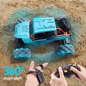 TADOZIC 1:14 Scale 4WD Metal Gesture Sensor RC Car, 360° Rotating Hand Controlled Monster Truck All Terrains Remote Control Car Vehicle Stunt Car with Rechargeable Batteries for Boys Kids and Adults