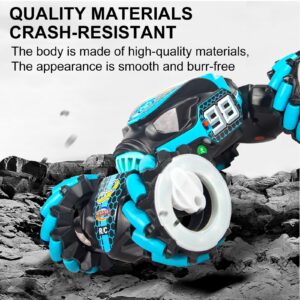 Boxgear 1:12 Gesture Sensing RC Stunt Car Off-Road, Four-Wheel Drive, Sports Mode, 40 Min Standby Suitable for Any Terrain, 2.4G Gesture Controlled Double-Sided Remote-Control Car Toy for Kids, Blue