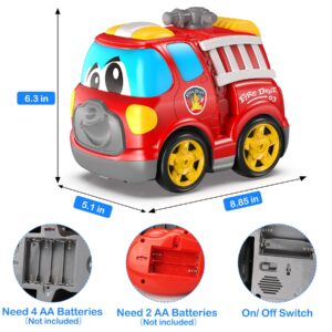 JOLLY FUN Remote Control Car for Boys 2-7, RC Cars &4-Wheel Drive with Lights& Music, Kids Stunt Car Toys for 2 3 4 5 Year Old Boys&Girls, Kids Gifts for Birthday/Christmas/Indoor/Outdoor