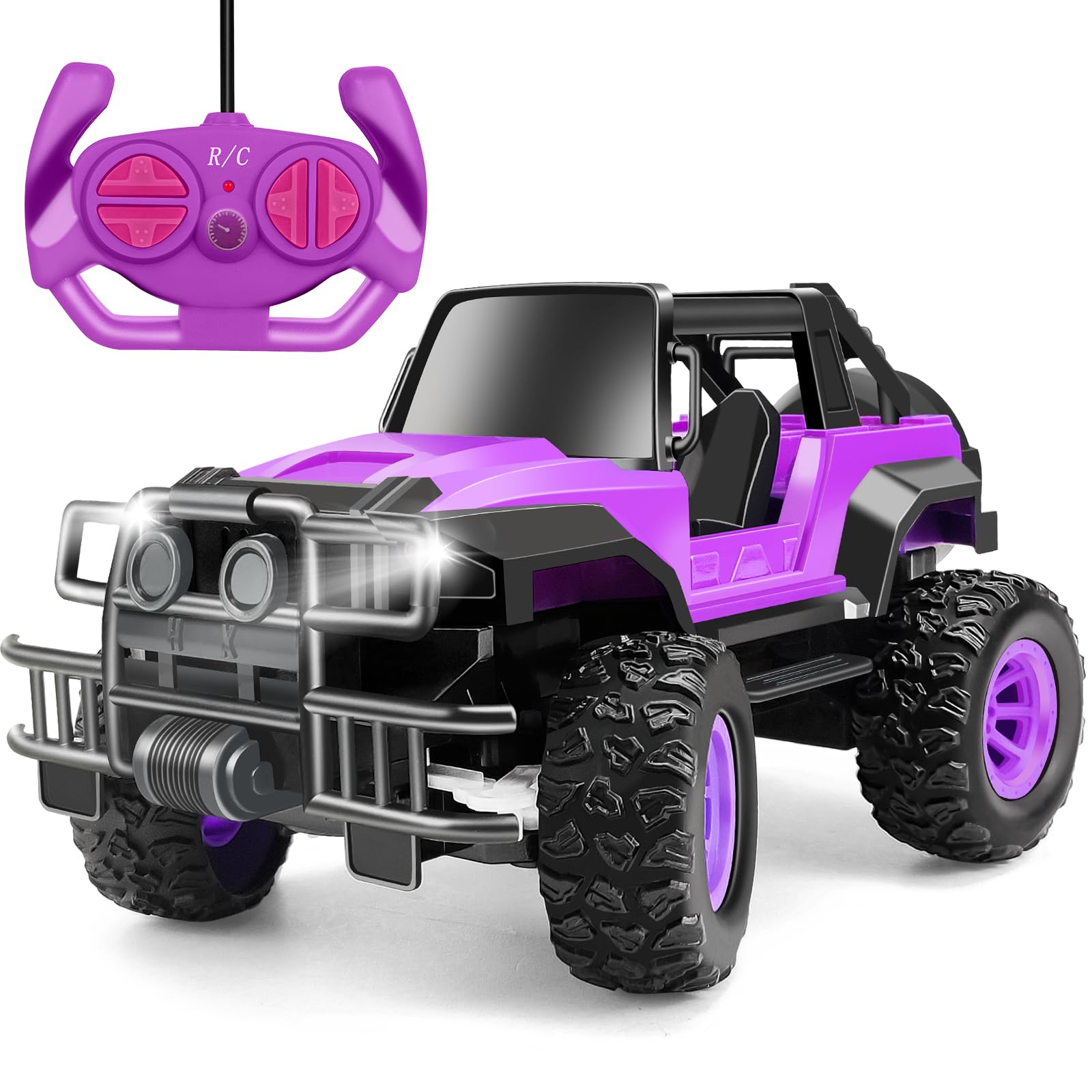 Ynybusi Remote Control Car RC Racing Cars, 1:20 Scale Remote Control Monster Truck, 2.4Ghz LED Light Off-Road Rc Cars,Toy Cars for Kids Boys Girls 6 7 8 9 10 Years old (Purple)