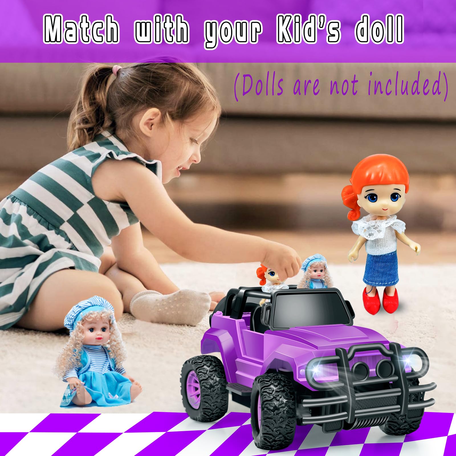 Ynybusi Remote Control Car RC Racing Cars, 1:20 Scale Remote Control Monster Truck, 2.4Ghz LED Light Off-Road Rc Cars,Toy Cars for Kids Boys Girls 6 7 8 9 10 Years old (Purple)