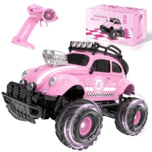 Carox Remote Control Car for Girls1:16 Scale-80 Mins Playtime Pink Classic Car with Cute LED Headlight for All Terrains-R/C Toys as Birthday for Girls (pink)