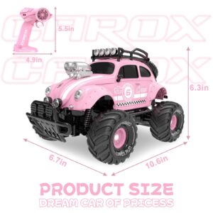 Carox Remote Control Car for Girls1:16 Scale-80 Mins Playtime Pink Classic Car with Cute LED Headlight for All Terrains-R/C Toys as Birthday for Girls (pink)