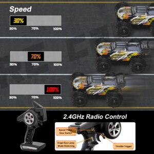 ScharkSpark Brushless RC Cars for Adults Fast 70 KPH, 4WD High Speed All Terrain RC Truck, Remote Control Car for Adults with 50 Min Runtime, 1:16 Offroad Monster Truck with Metal Parts & 2 Batteries