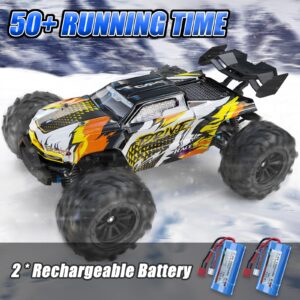 ScharkSpark Brushless RC Cars for Adults Fast 70 KPH, 4WD High Speed All Terrain RC Truck, Remote Control Car for Adults with 50 Min Runtime, 1:16 Offroad Monster Truck with Metal Parts & 2 Batteries