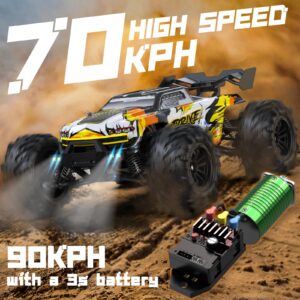 ScharkSpark Brushless RC Cars for Adults Fast 70 KPH, 4WD High Speed All Terrain RC Truck, Remote Control Car for Adults with 50 Min Runtime, 1:16 Offroad Monster Truck with Metal Parts & 2 Batteries