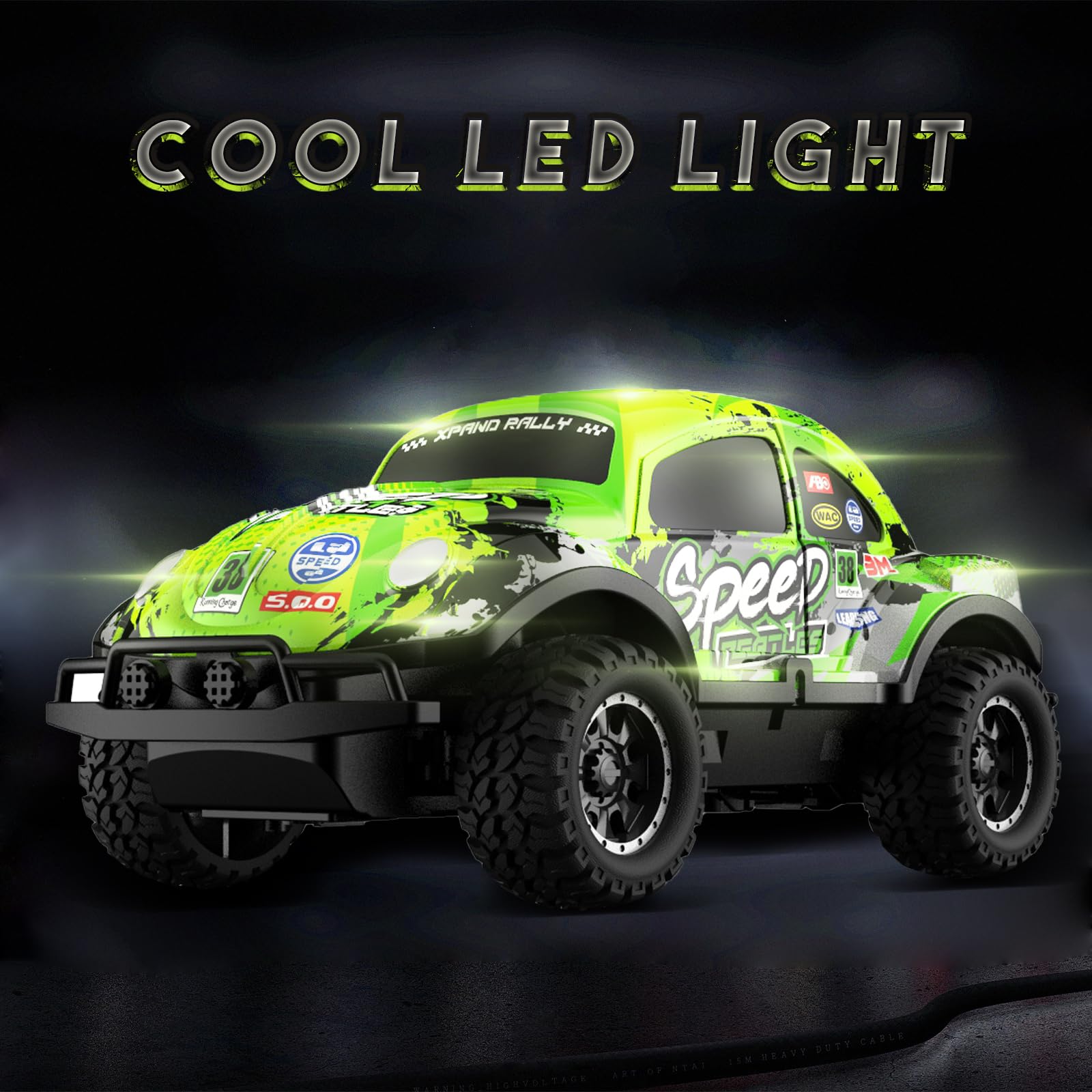 Desdoni Remote Control Car, Light Up RC Car Toys, 2.4GHz 1:24 Scale 15KM/H Off-Road with Cool LED Lights Racing Rechargeable Toy Car for Christmas Birthday Kids Boys Girls for 6-7 8-12 Year Old