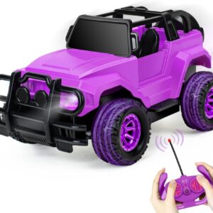 Remote Control Car for Kids, 1:20 Scale Rc Trucks for Boys Age 4-7, Purple & Pink & Blue Truck Cars Toys for Ages 5-7 8-13 Boys Girls Birthday Gift, More Ideas to Play with Lights,Stickers,Role