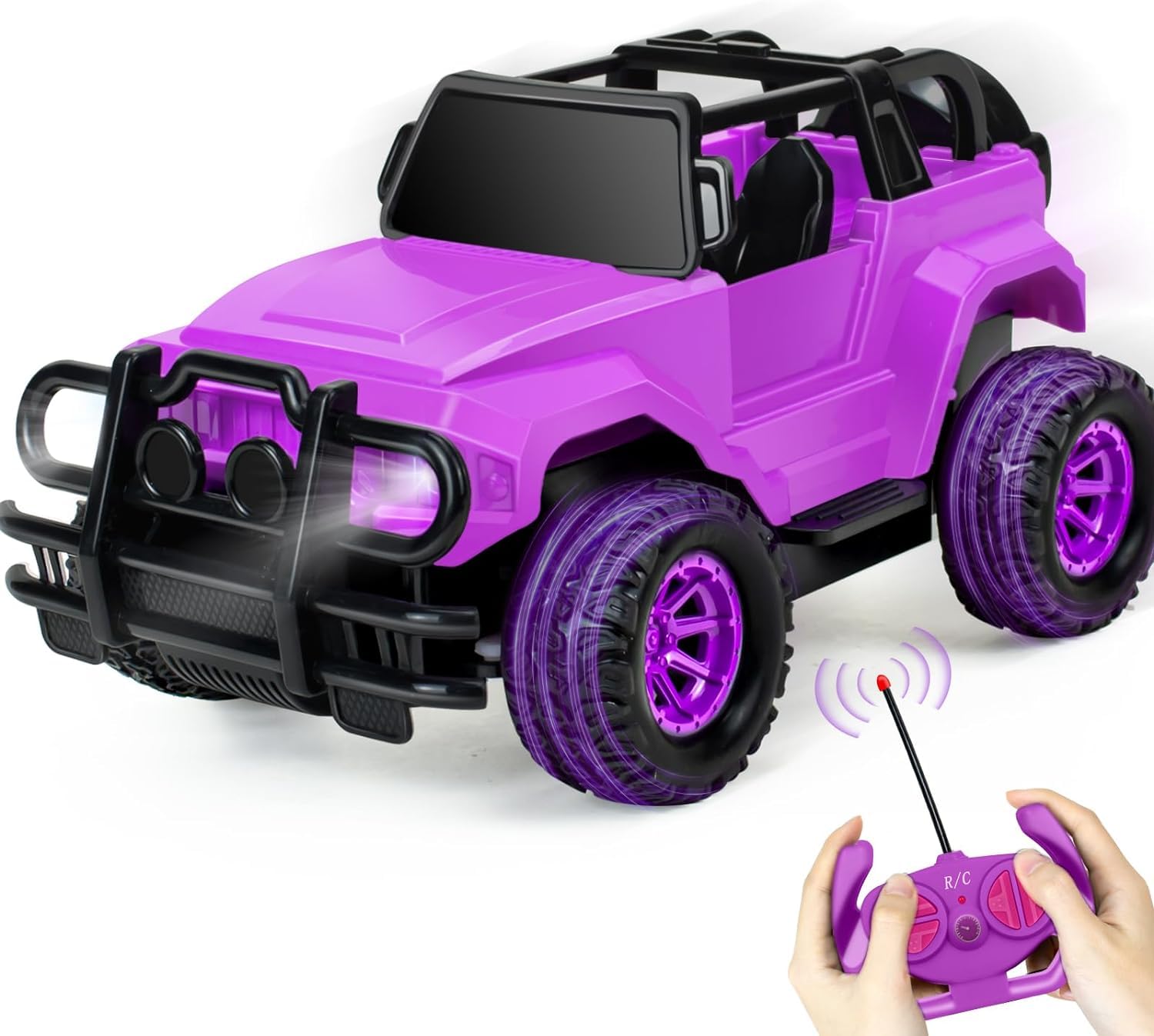 Remote Control Car for Kids, 1:20 Scale Rc Trucks for Boys Age 4-7, Purple & Pink & Blue Truck Cars Toys for Ages 5-7 8-13 Boys Girls Birthday Gift, More Ideas to Play with Lights,Stickers,Role