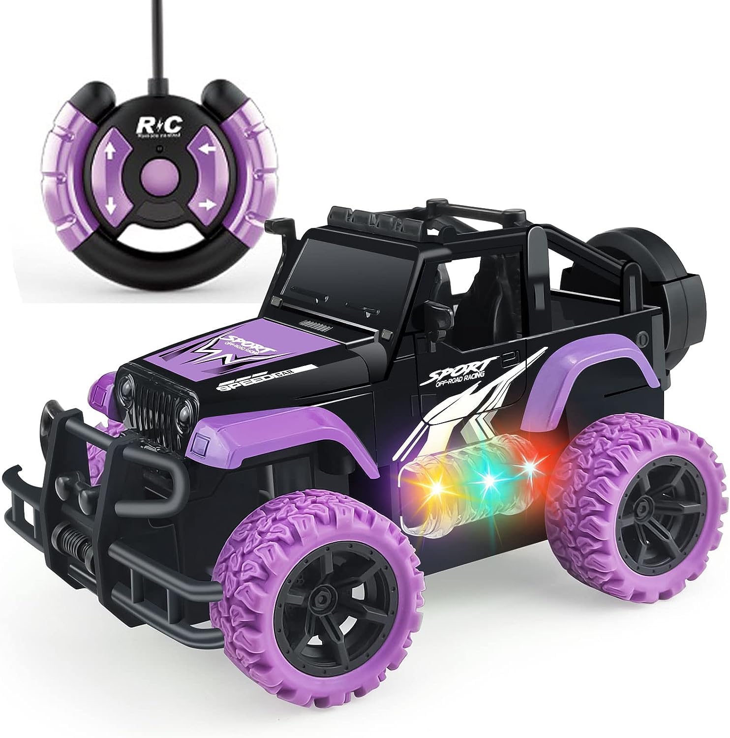 Ynybusi Remote Control Car RC Racing Cars, 1:20 Scale Remote Control Monster Truck, 2.4Ghz LED Light Off-Road Rc Cars,Toy Cars Gift for Kids Boys Girls 6 7 8 9 10 Years Old (#Purple)