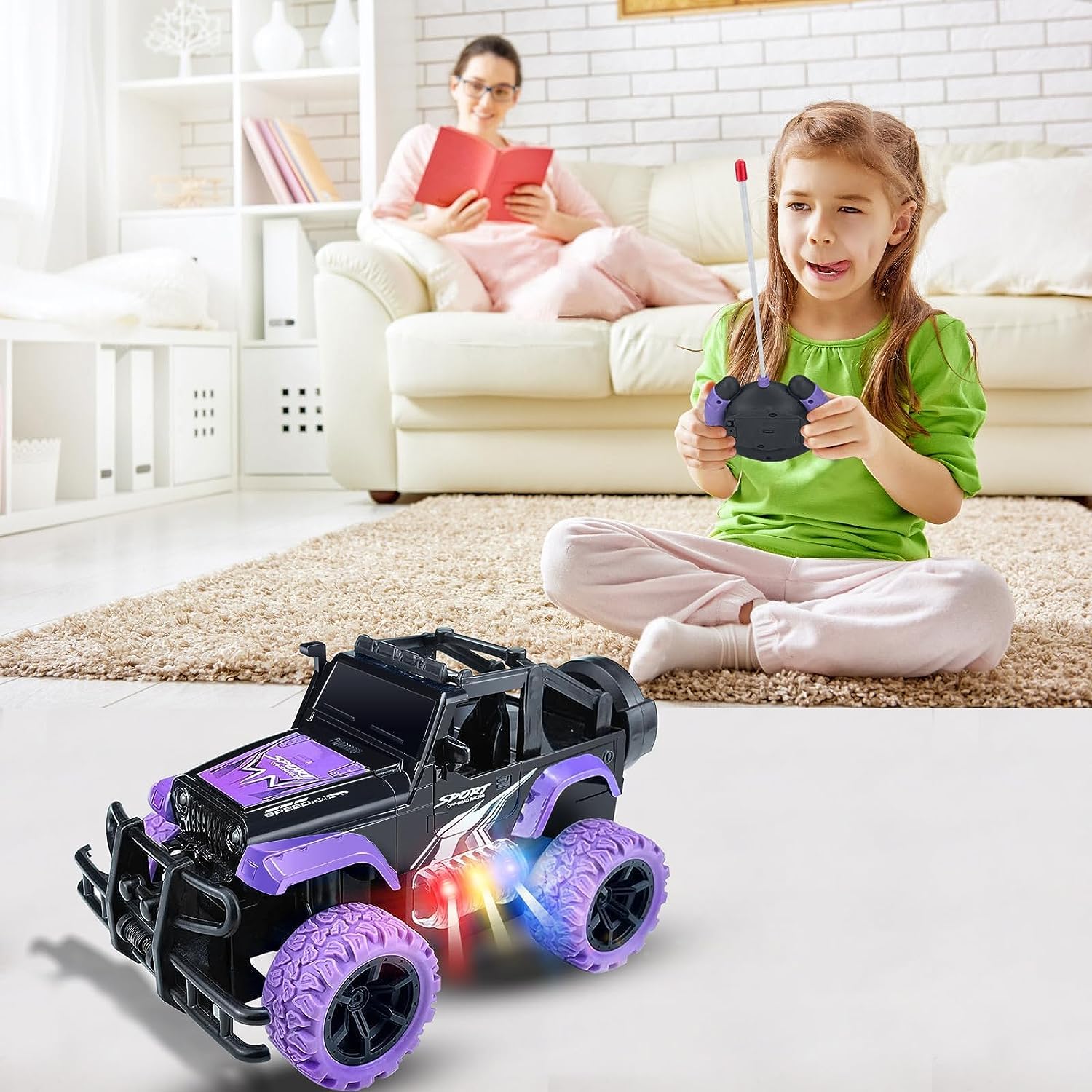 Ynybusi Remote Control Car RC Racing Cars, 1:20 Scale Remote Control Monster Truck, 2.4Ghz LED Light Off-Road Rc Cars,Toy Cars Gift for Kids Boys Girls 6 7 8 9 10 Years Old (#Purple)