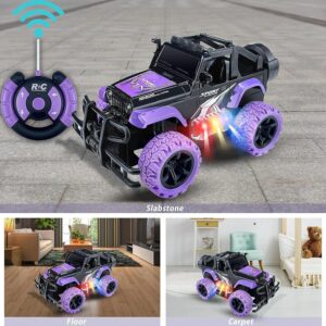 Ynybusi Remote Control Car RC Racing Cars, 1:20 Scale Remote Control Monster Truck, 2.4Ghz LED Light Off-Road Rc Cars,Toy Cars Gift for Kids Boys Girls 6 7 8 9 10 Years Old (#Purple)