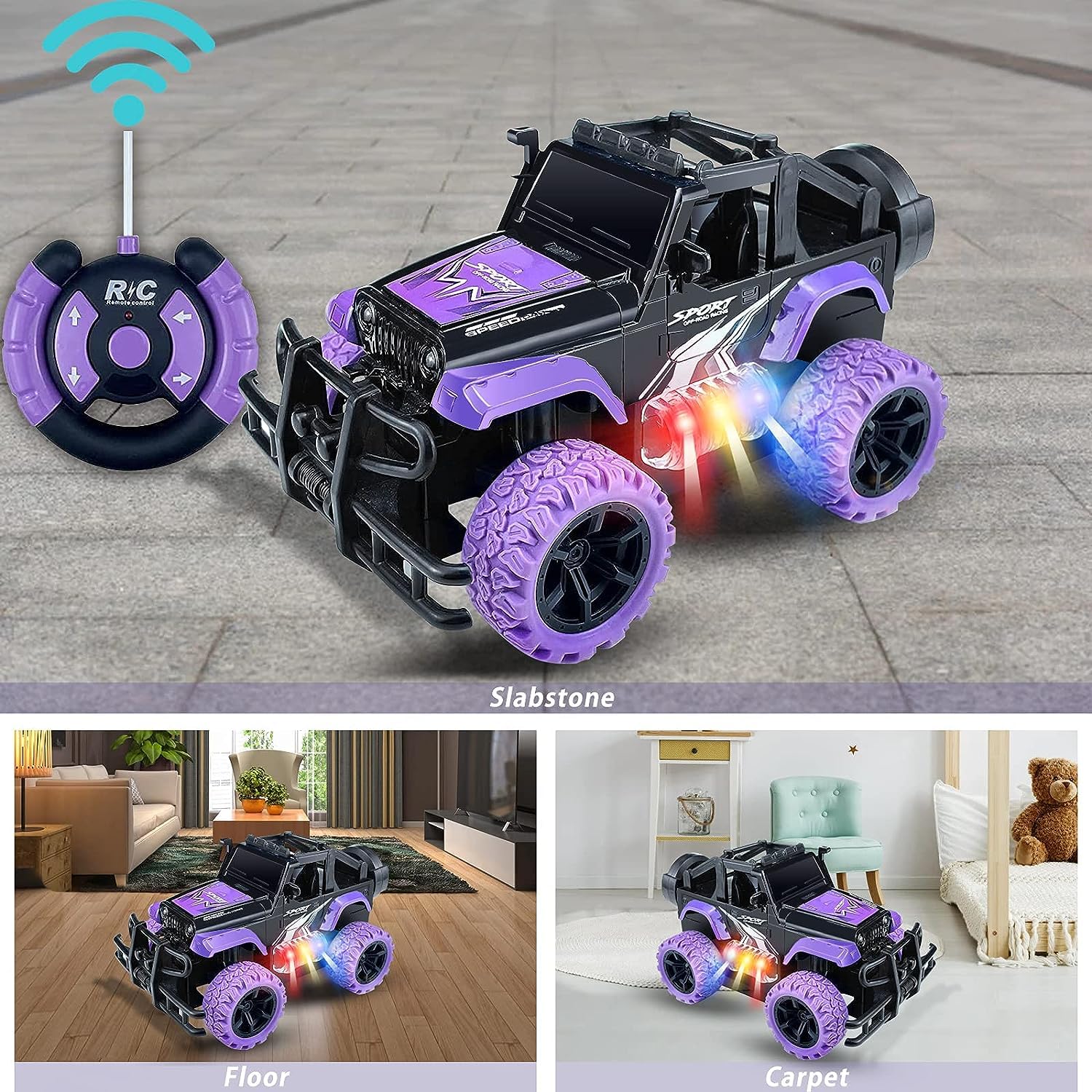 Ynybusi Remote Control Car RC Racing Cars, 1:20 Scale Remote Control Monster Truck, 2.4Ghz LED Light Off-Road Rc Cars,Toy Cars Gift for Kids Boys Girls 6 7 8 9 10 Years Old (#Purple)