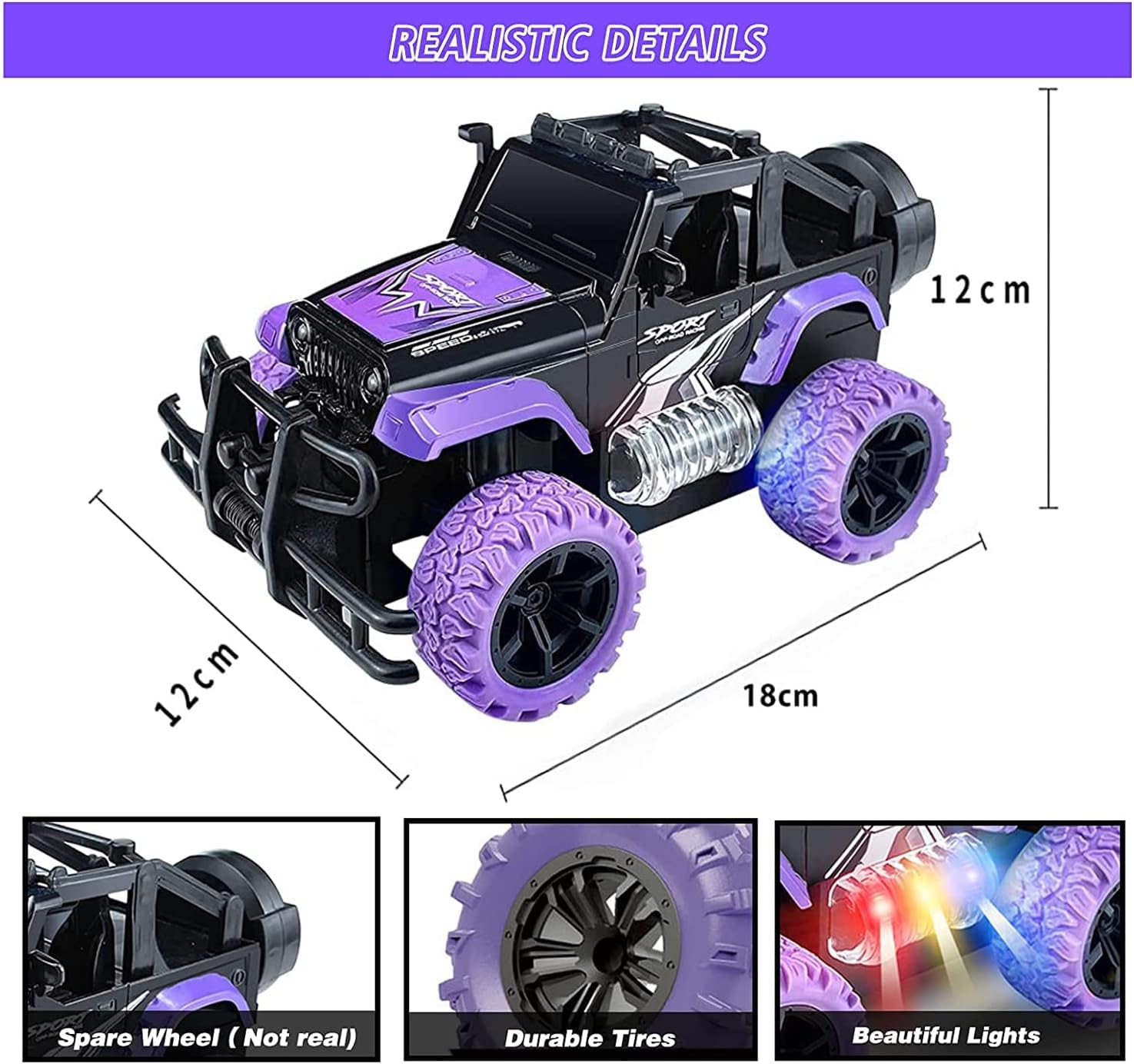 Ynybusi Remote Control Car RC Racing Cars, 1:20 Scale Remote Control Monster Truck, 2.4Ghz LED Light Off-Road Rc Cars,Toy Cars Gift for Kids Boys Girls 6 7 8 9 10 Years Old (#Purple)