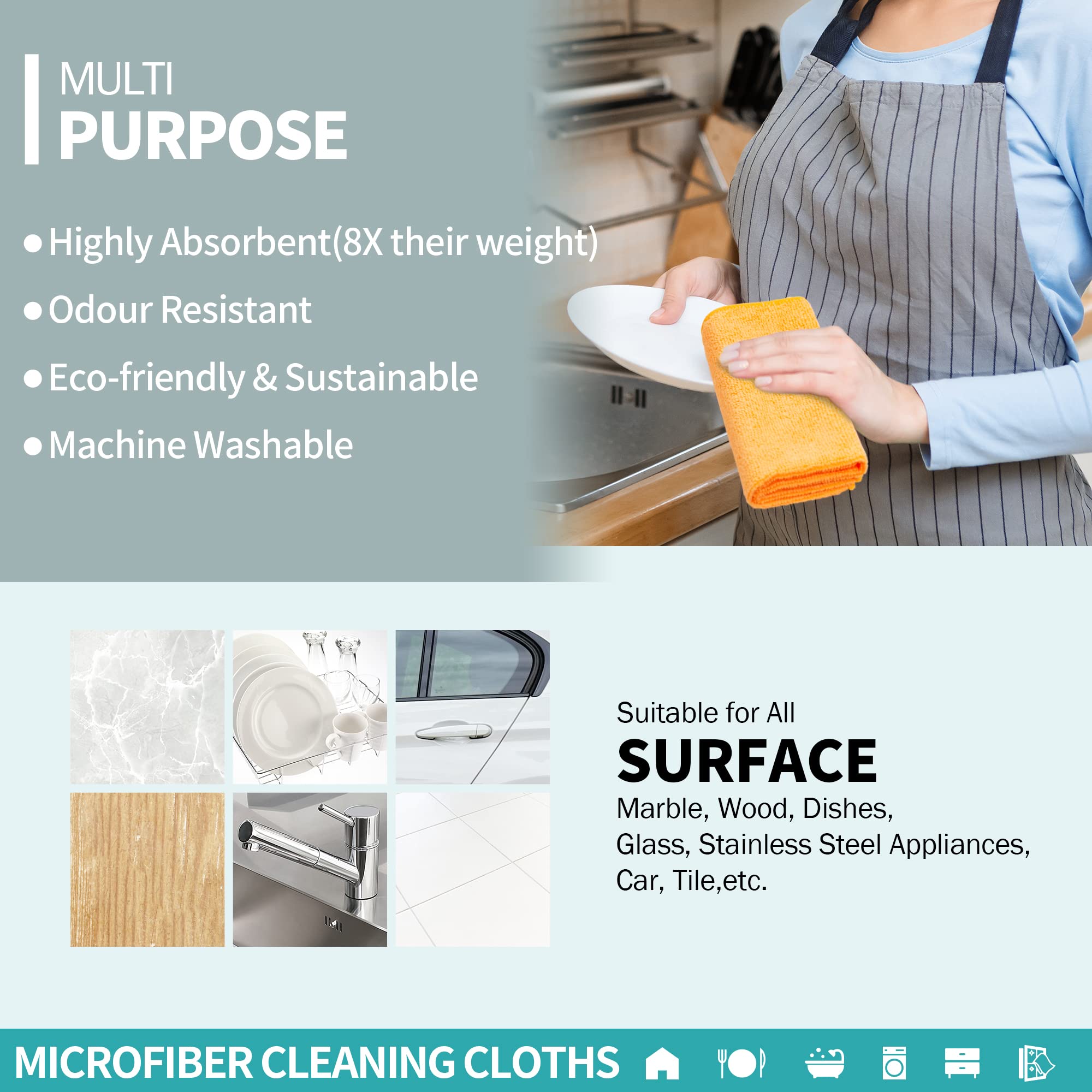 HOMERHYME Microfiber Cleaning Cloth - 60 Pack Cleaning Towels, 12" x 12" Dish Cloths, Lint Free Rag, Non-Abrasive Dusting Cloth, Washable Reusable, Wash Cloth Towel for Kitchen Car House Office