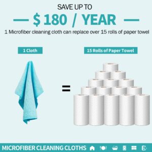 HOMERHYME Microfiber Cleaning Cloth - 60 Pack Cleaning Towels, 12" x 12" Dish Cloths, Lint Free Rag, Non-Abrasive Dusting Cloth, Washable Reusable, Wash Cloth Towel for Kitchen Car House Office