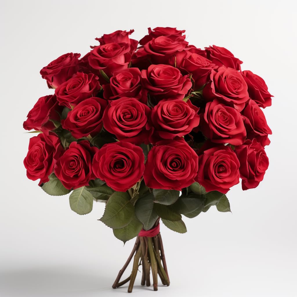 Red Roses- 50 Fresh Cut Flowers- Beautiful Gift