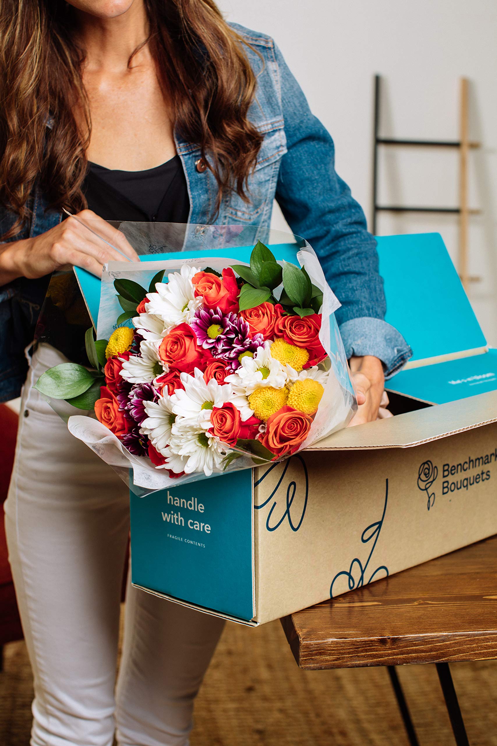 BENCHMARK BOUQUETS - Life is Good Orange (Glass Vase Included), Next-Day Delivery, Gift Mother’s Day Fresh Flowers