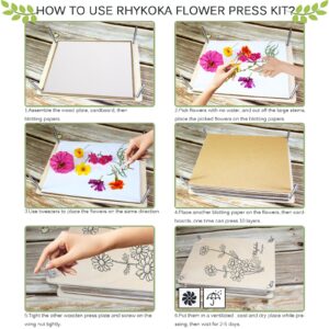 Rhykoka Large Flower Press Kit for Adults, 10 Layers 11.8 x 8.3 Inches DIY Wood Flower Leaf Plant Press Kit Flower Pressing Kit, Great Gift for DIY Arts and Crafts Lovers (Light Beige)