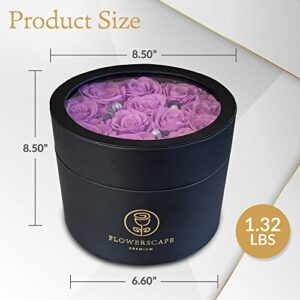 12 Forever Roses in a Box - Preserved Rose Bouquet - Valentines Mothers Day Anniversary Birthday Flowers for Women Mom Wife Girlfriend and Her (Round-Purple)