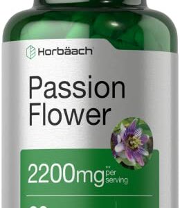 Passion Flower Capsules | 2200mg | 90 Count | Non-GMO & Gluten Free Extract Supplement | by Horbaach